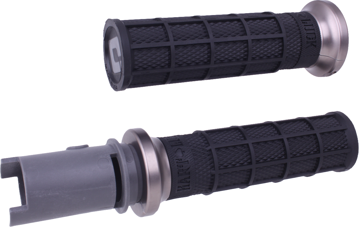 ODI Lock On Hart Luck full waffle handlebar grips in black and gun metal for 2023-2024 CVO motorcycle models.