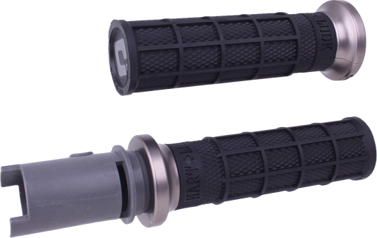 ODI Lock On Hart Luck full waffle handlebar grips in black and gun metal for 2023-2024 CVO motorcycle models.