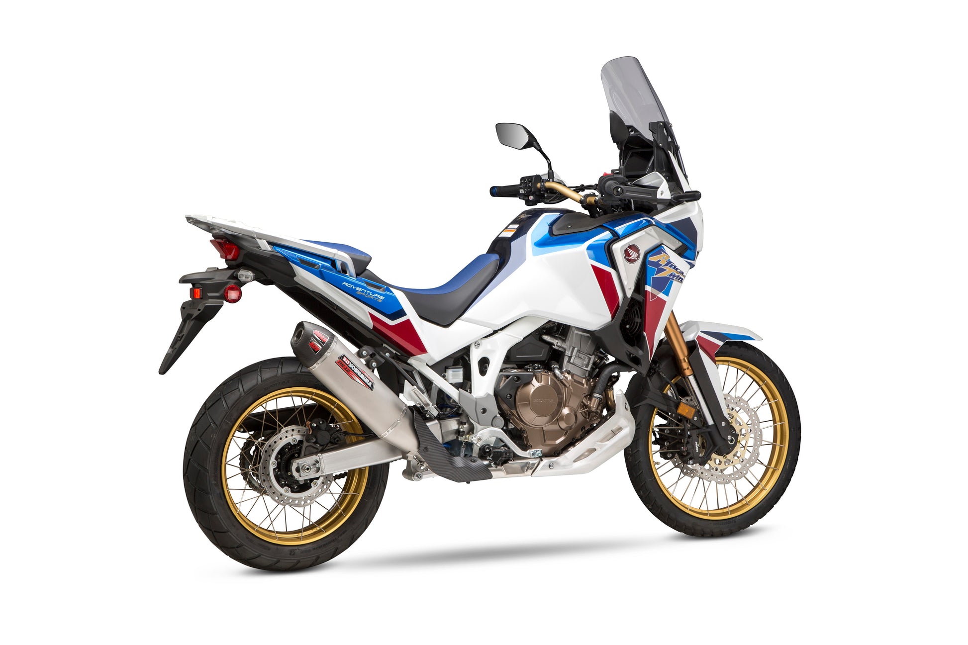 YOSHIMURA RS-12 slip-on exhaust for off-road vehicles, showing the sleek metal muffler and branding details.