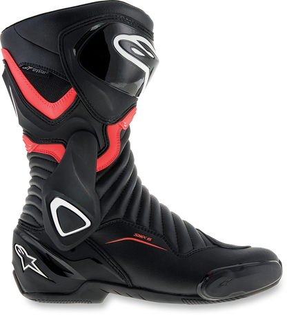 Alpinestars SMX-6 v2 Drystar motorcycle boots in black and red, US 11.5, EU 46, shown from a side view.