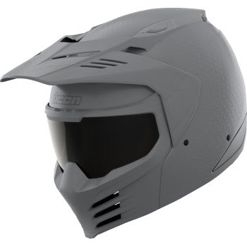 Gray ICON Elsinore™ helmet in XS size, featuring Monotype design, by Bill's Exhausts, shown from the side angle.