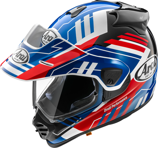 Blue ARAI XD-5 Trail Helmet with VAS-A shield system and peak, small size, featuring secure strap and ventilation.