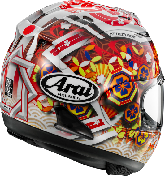 Arai Corsair-X Nakagami-4 motorcycle helmet in XL size, featuring a sleek design and detailed graphics.