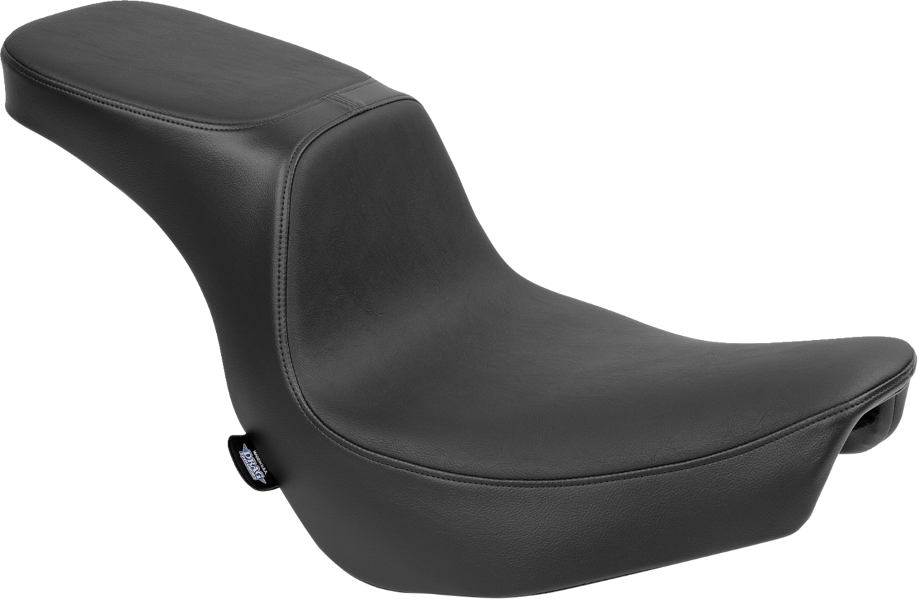 Drag Specialties Seats Predator 2-Up seat with vinyl cover for FLSB/FXLRS motorcycles, showing the black cushioned seat design.