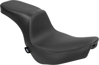 Drag Specialties Seats Predator 2-Up seat with vinyl cover for FLSB/FXLRS motorcycles, showing the black cushioned seat design.