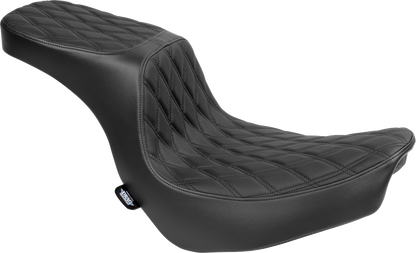 Drag Specialties Predator 2-up motorcycle seat with vinyl cover for FLSB/FXLRS 2018-2024, model 4688B, shown on a bike.