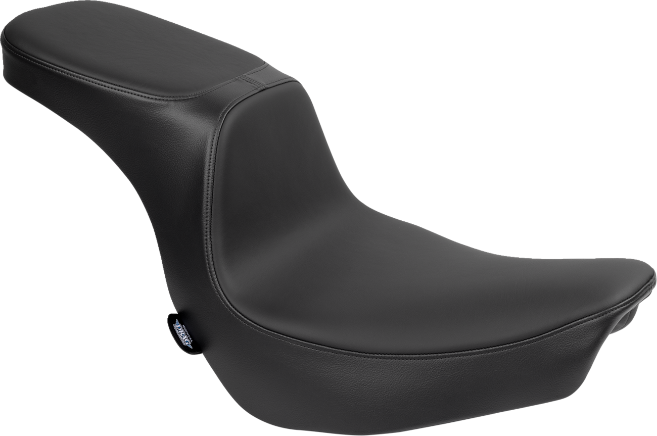 DRAG SPECIALTIES SEATS Predator 2-Up motorcycle seat with solar leather for FLSB/FXLRS 2018-2024, shown from side angle
