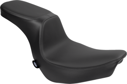 DRAG SPECIALTIES SEATS Predator 2-Up motorcycle seat with solar leather for FLSB/FXLRS 2018-2024, shown from side angle