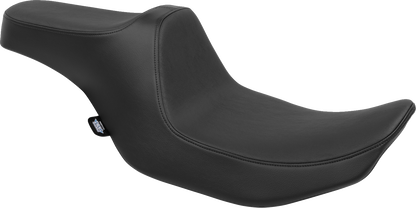 Black Predator III seat by Drag Specialties for FLT/FLH motorcycles, featuring smooth black upholstery and ergonomic design.