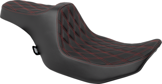 DRAG SPECIALTIES SEATS, Drag Specialties Seats Predator III Seat with Double Diamond Red Stitching for FLT/FLH 2023-2024, Part No. 4686D