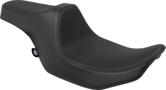 Black Solar Leather Drag Specialties Predator III seat for FLT/FLH 2023-2024 motorcycles, showcasing the sleek, contoured design.