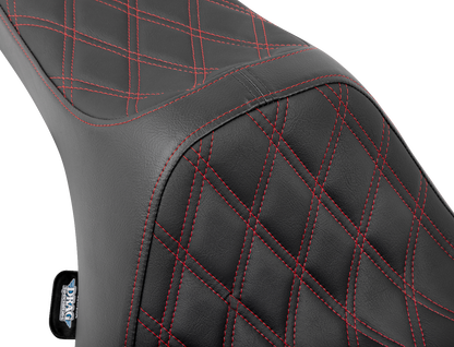 DRAG SPECIALTIES SEATS, Drag Specialties Seats Predator III Seat with Double Diamond Red Stitching for FLT/FLH 2023-2024, Part No. 4686D