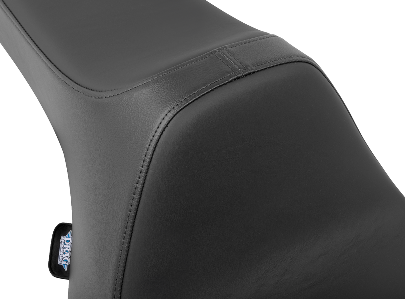 Black Solar Leather Predator III seat for FLT/FLH motorcycles by Drag Specialties, model 4686E, with sleek, contoured design.