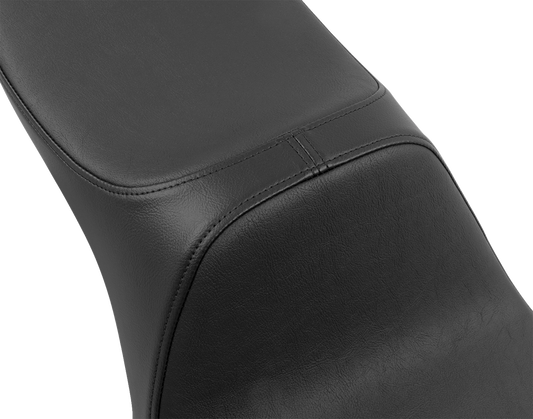Drag Specialties Predator III extended reach seat for Harley FLH/FLT motorcycles, model 4687A, with detailed stitching and comfortable padding