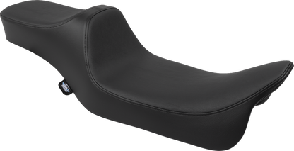 Black Drag Specialties Predator III Extended Reach Double Diamond seat for FLH/FLT motorcycles, fits 2008-2024 models.