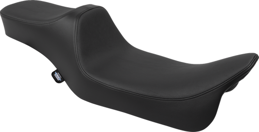 Black Drag Specialties Predator III Extended Reach Double Diamond seat for FLH/FLT motorcycles, fits 2008-2024 models.