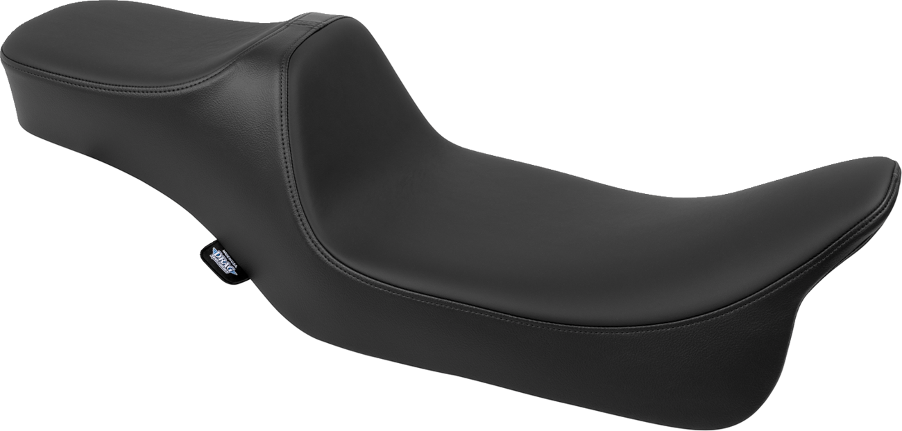 Black Solar Leather Drag Specialties Predator III extended reach seat for Harley FLH/FLT '08-'24, with detailed stitching and comfort design.