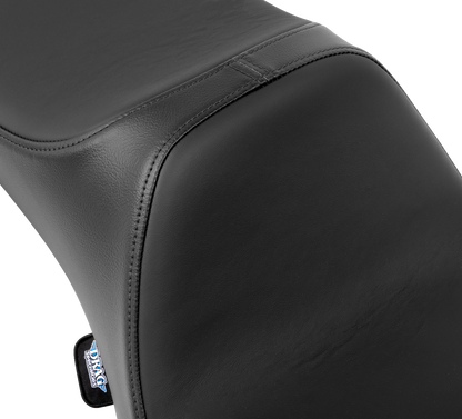 Black Solar Leather Drag Specialties Predator III extended reach seat for Harley FLH/FLT 2008-2024, designed for comfort and style.