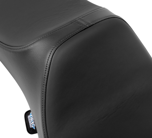 Black Solar Leather Drag Specialties Predator III extended reach seat for Harley FLH/FLT 2008-2024, designed for comfort and style.