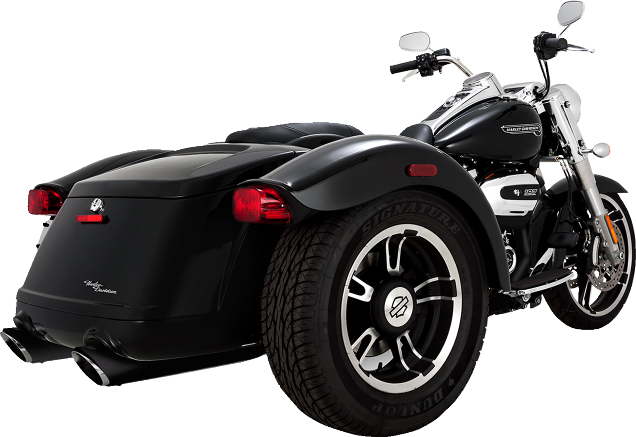VANCE & HINES Twin Slash Slip-On Mufflers in black for motorcycle exhaust system, part number 46796.