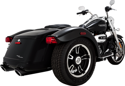 VANCE & HINES Twin Slash Slip-On Mufflers in black for motorcycle exhaust system, part number 46796.