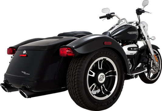 VANCE & HINES Twin Slash Slip-On Mufflers in black for motorcycle exhaust system, part number 46796.