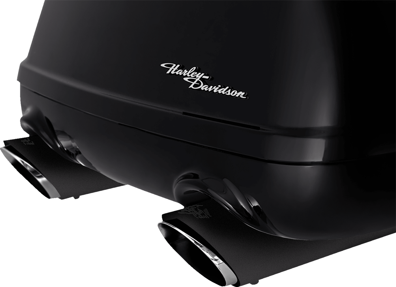 VANCE & HINES Twin Slash Slip-On Mufflers in black for motorcycle exhaust system, part number 46796, with chrome tips and sleek design.