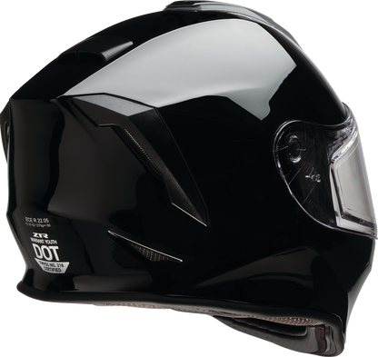 Black Z1R Youth Warrant 2.0 snow helmet in large size, featuring aerodynamic design and secure chin strap.