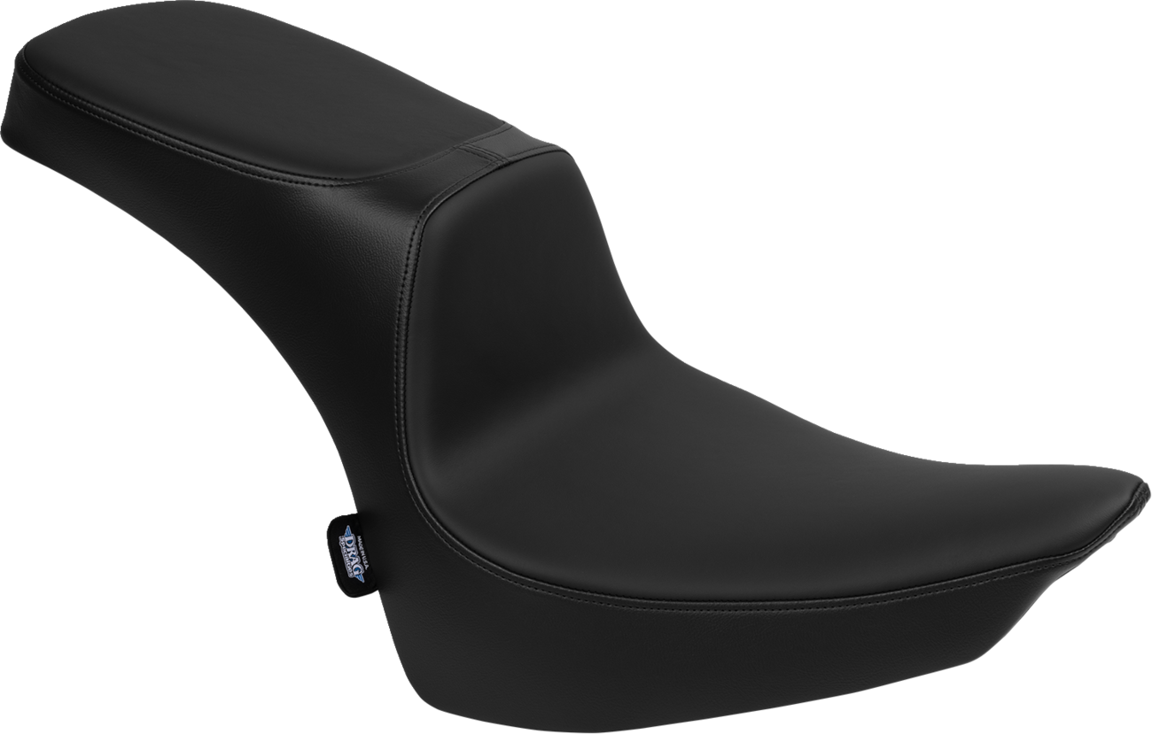 Performance Predator 2-up seat with solar leather for Harley FL 2000-2017 by Drag Specialties Seats, shown from the side.
