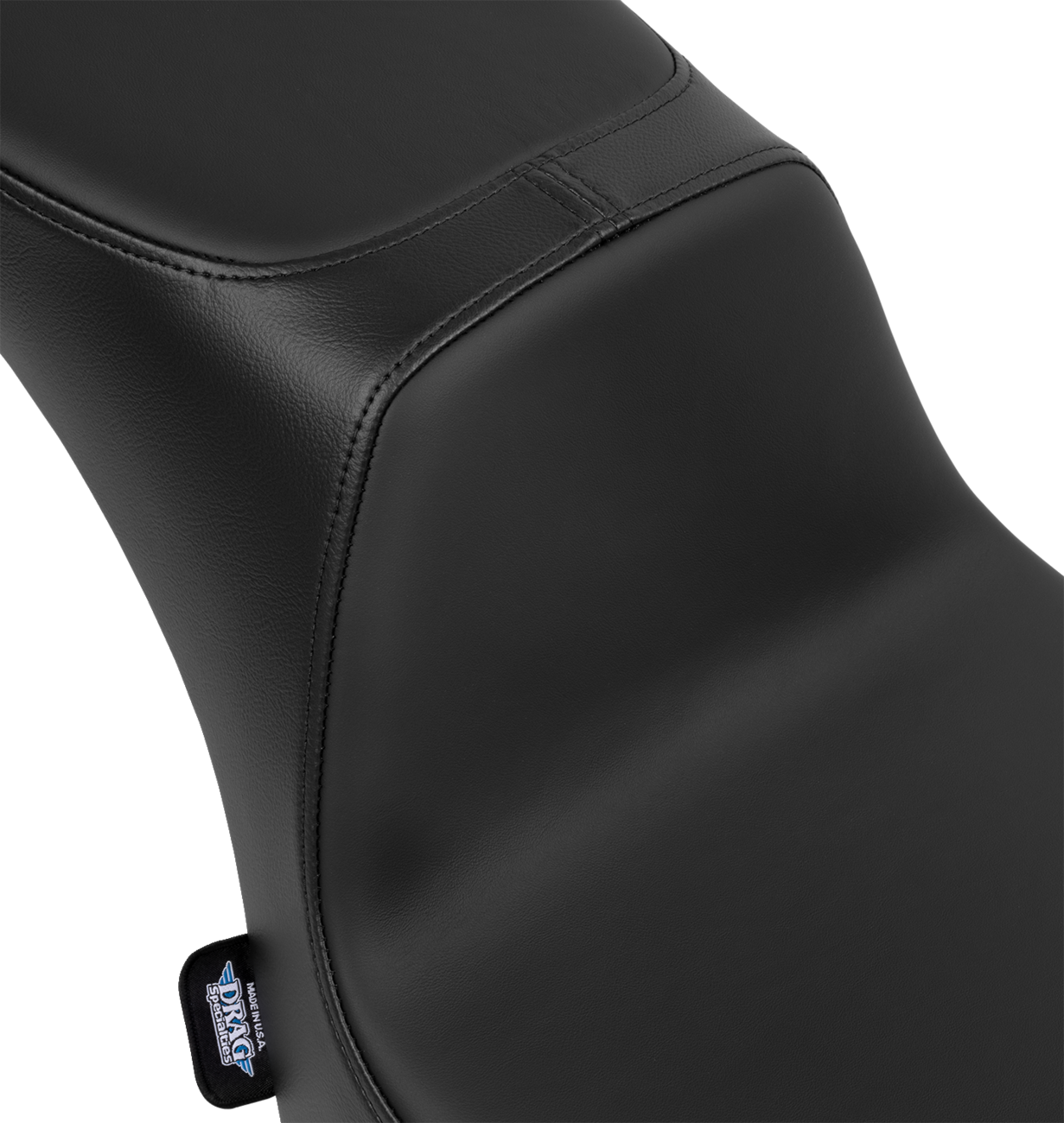Performance Predator 2-up seat by Drag Specialties with solar leather for Harley FL models 2000-2017, shown on a motorcycle.