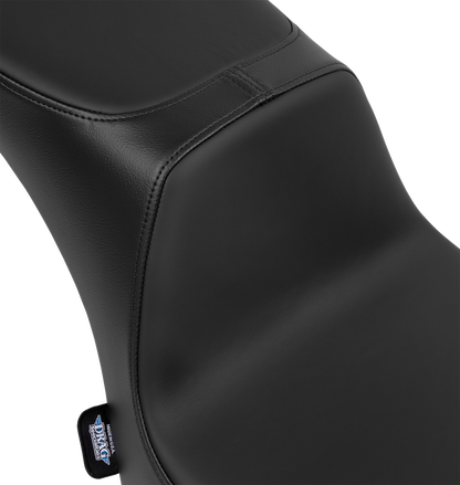 Performance Predator 2-up seat by Drag Specialties with solar leather for Harley FL models 2000-2017, shown on a motorcycle.