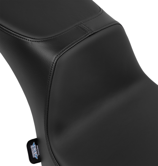 Performance Predator 2-up seat by Drag Specialties with solar leather for Harley FL models 2000-2017, shown on a motorcycle.