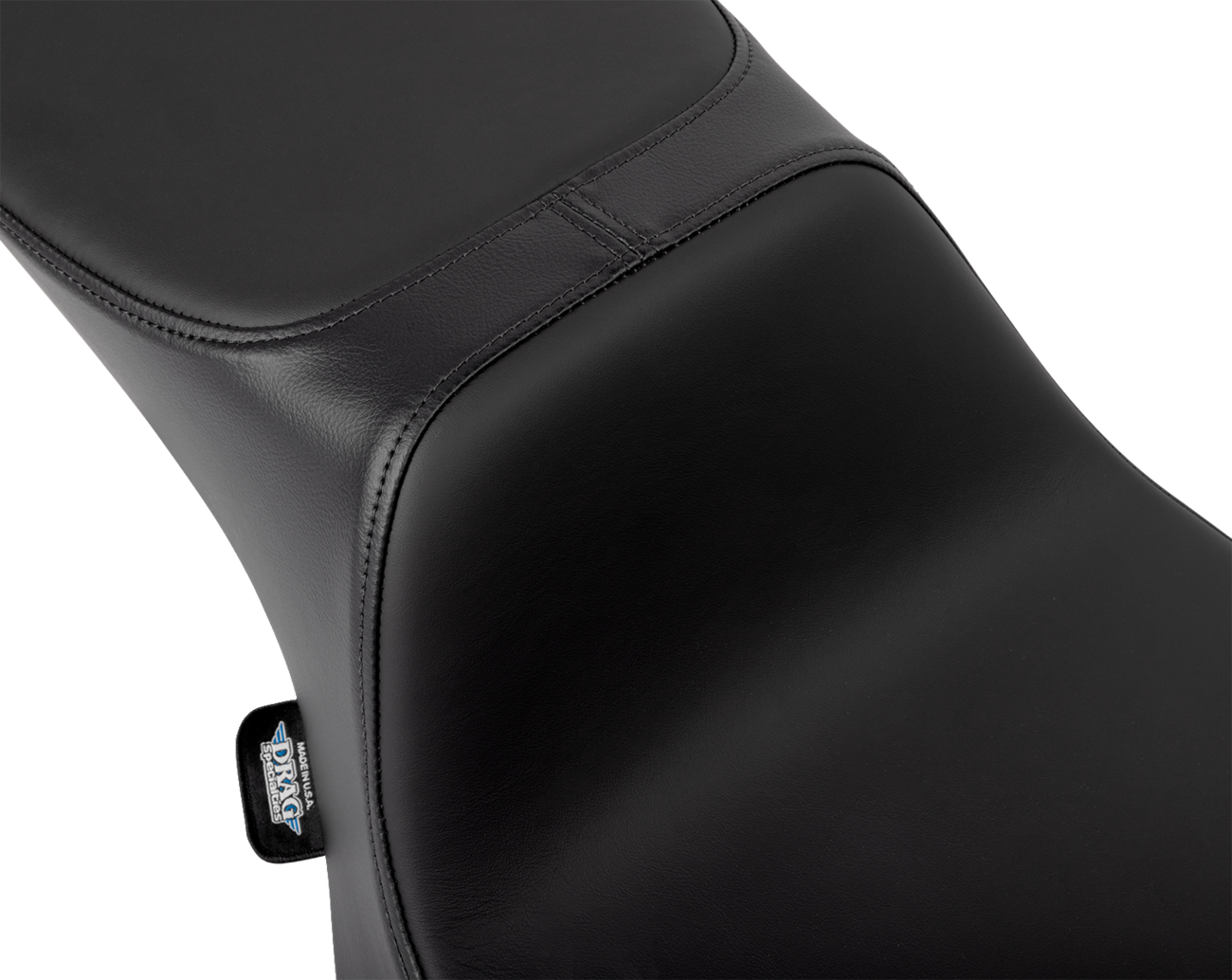 Drag Specialties Performance Predator 2-up seat in solar leather for FLHX and FLTR motorcycles, extended reach, stylish and comfortable.