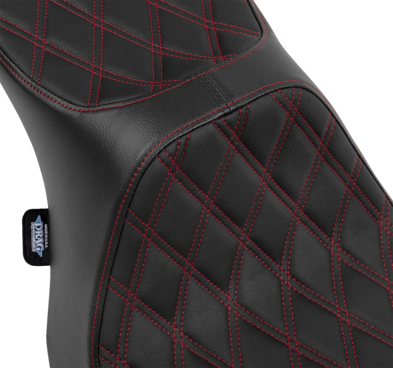 DRAG SPECIALTIES SEATS Predator III 2-up seat with red stitching and double diamond pattern for 2023-2024 FLT/FLH motorcycles