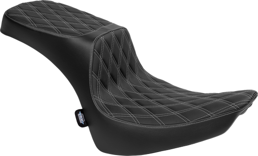 Performance Predator 2-up seat with vinyl cover for Harley FL models 2000-2017 by Drag Specialties Seats, motorcycle seating accessory.