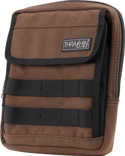 THRASHIN SUPPLY CO. Handlebar Bag Slim Brown THB-0032 - Compact Storage for Motorcycles