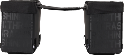 Waterproof THRASHIN SUPPLY CO. Escape Base Saddlebags TSB-0021 mounted on a motorcycle for 18-liter storage capacity