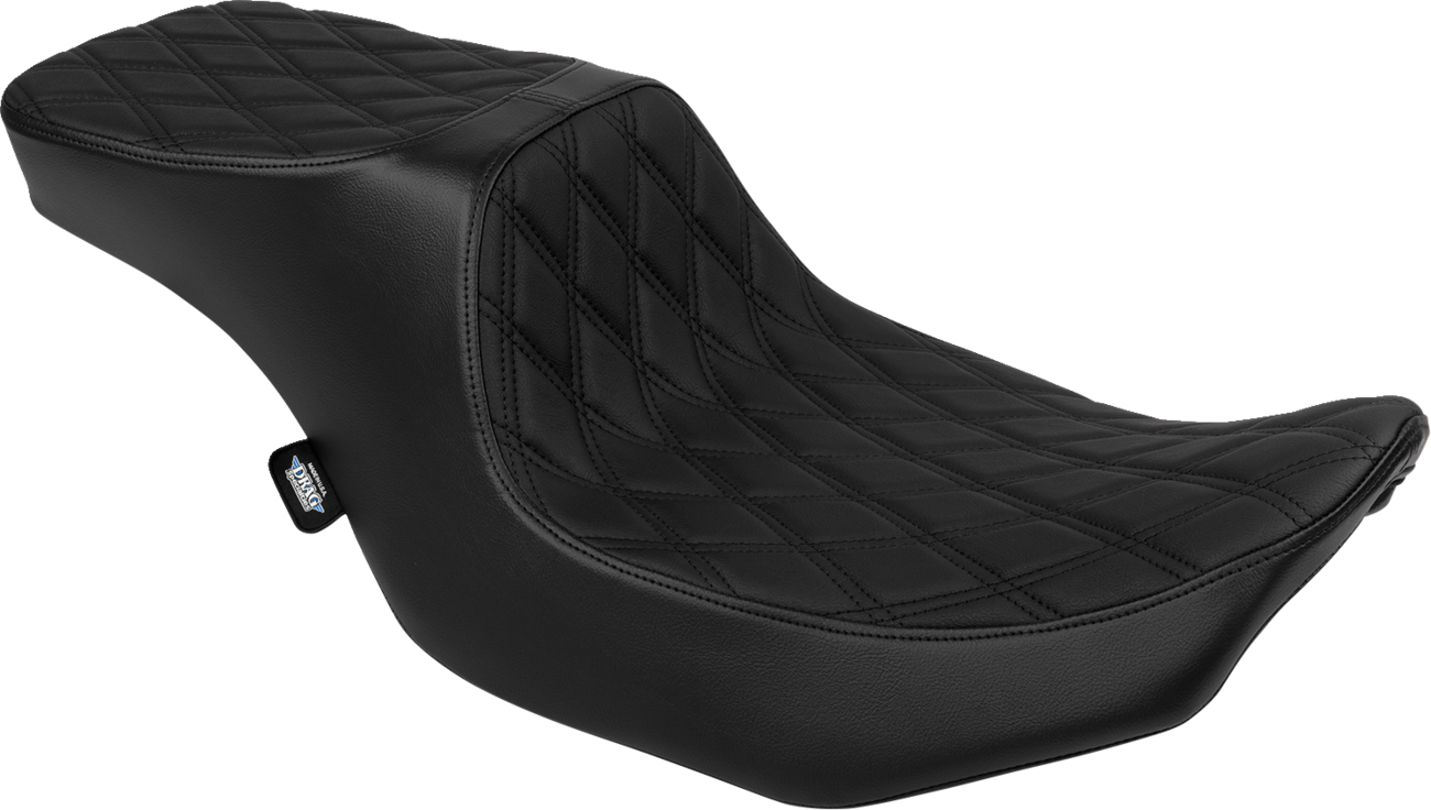 Drag Specialties Predator 2-Up seat with black double diamond stitching and vinyl cover for Harley FLTR/FLHX 2023-2024