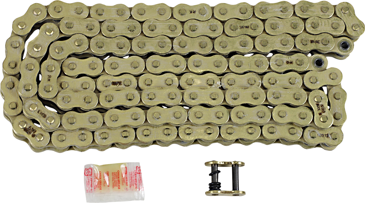 RK 530 Max O Drive Chain with 150 links in gold, designed for street and off-road motorcycles.