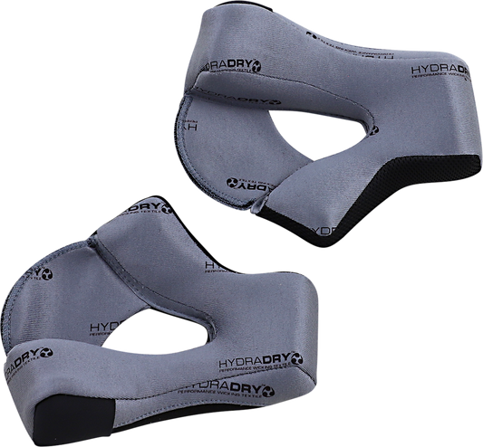 Gray ICON Airflite™ Cheek Pads in Hydradry™ material, large size, designed for helmet comfort and fit.