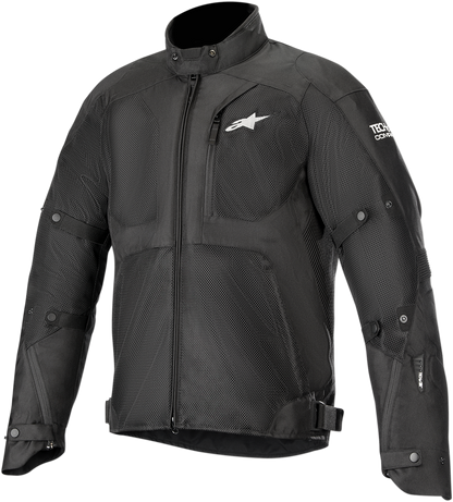 Alpinestars Tailwind Air waterproof jacket in black, size XL, showcasing the lightweight, breathable design and waterproof material.