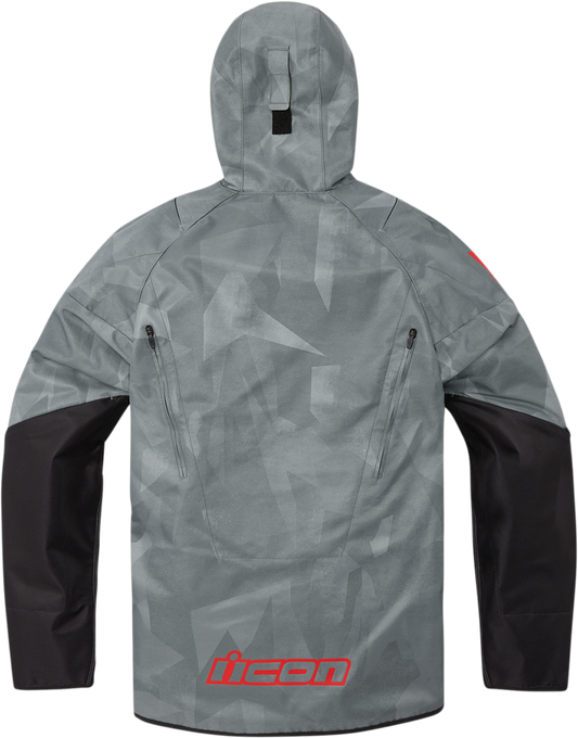 Gray ICON Airform Battlescar™ jacket by Bill's Exhausts, medium size, shown with detailed armor and textured fabric.