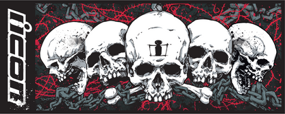 Large ICON Absorbent Pit Pad with skull design by Bill's Exhausts, shown in black and white, featuring a soft, absorbent surface.