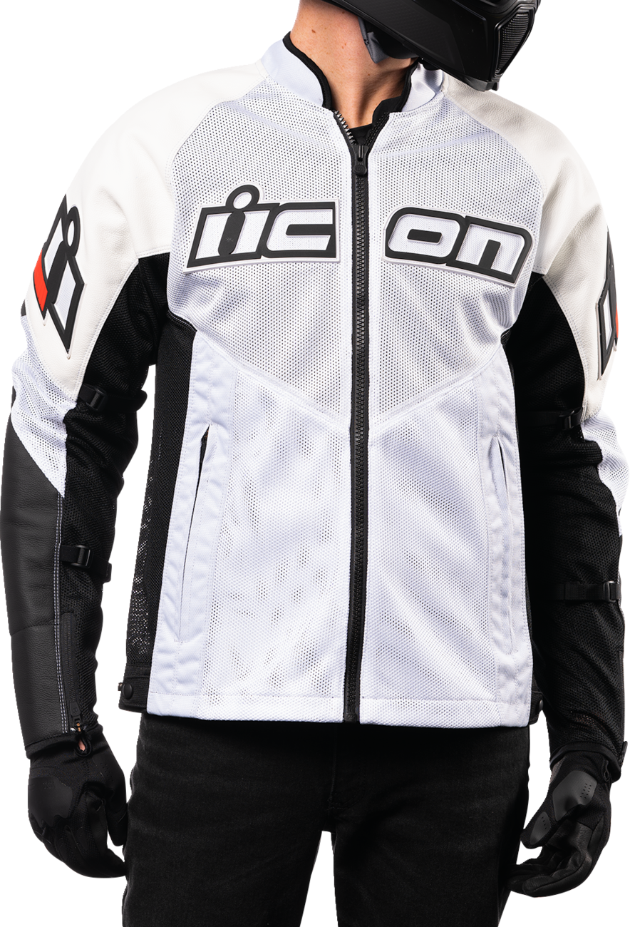 Bill's Exhausts ICON Mesh AF™ Leather Jacket in white, 2XL, featuring a stylish mesh design and leather construction.