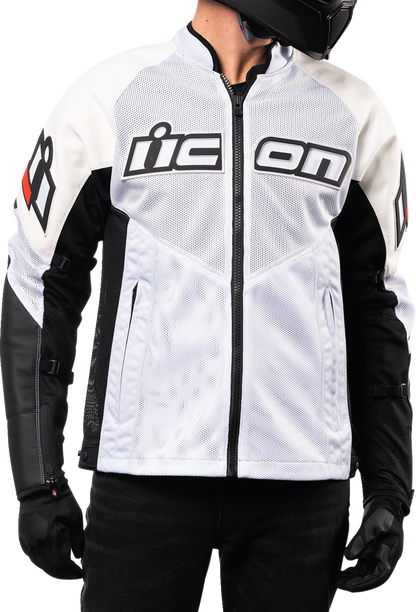 Bill's Exhausts ICON Mesh AF™ Leather Jacket in white, 2XL, featuring a stylish mesh design and leather construction.