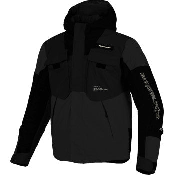 Black Alpinestars waterproof jacket in size M, featuring a sleek design with visible logo, ideal for outdoor wear.