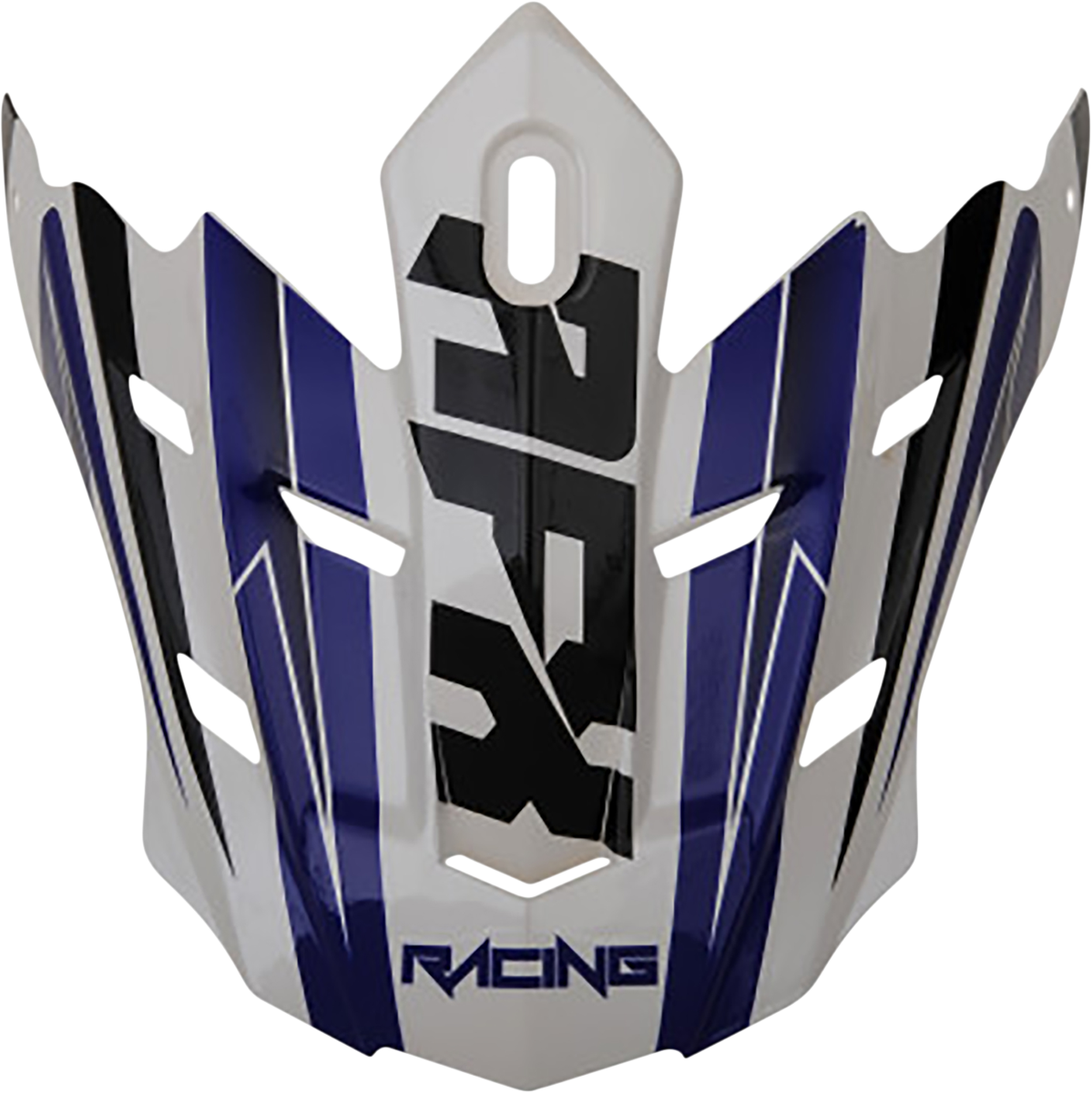 Pearl white and blue AFX FX-17 Peak Force helmet by Bill's Exhausts, featuring aerodynamic design and visor, in a detailed product image.
