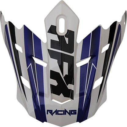 Pearl white and blue AFX FX-17 Peak Force helmet by Bill's Exhausts, featuring aerodynamic design and visor, in a detailed product image.