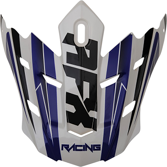Pearl white and blue AFX FX-17 Peak Force helmet by Bill's Exhausts, featuring aerodynamic design and visor, in a detailed product image.