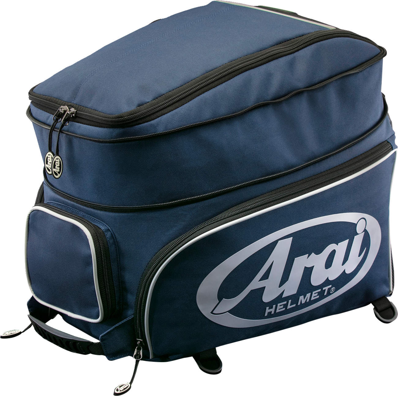 Blue ARAI HELMETS helmet bag for large helmets, protective gear storage with adjustable straps and durable material.